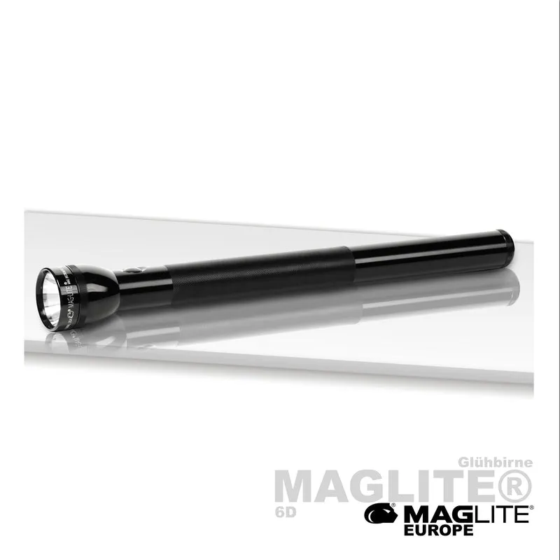 Maglite® Classic 6-D-Zellen Glühbirnen-Taschenlampe – 338 Meter Leuchtweite, bis zu 11 Stunden und 9 Minuten Leuchtdauer & 178 Lumen