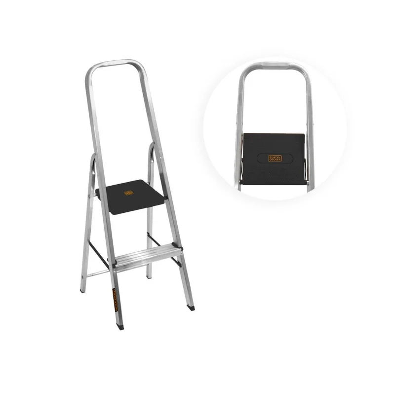 ESCALERA REFORZADA DE ALUMINIO BLACK&DECKER, 2 ESCALONES, 150KG