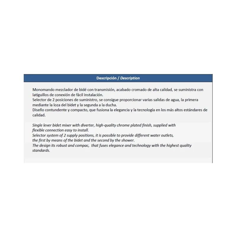 MONOCOMANDO P/ BIDE C/ TRANSMISION BASIK