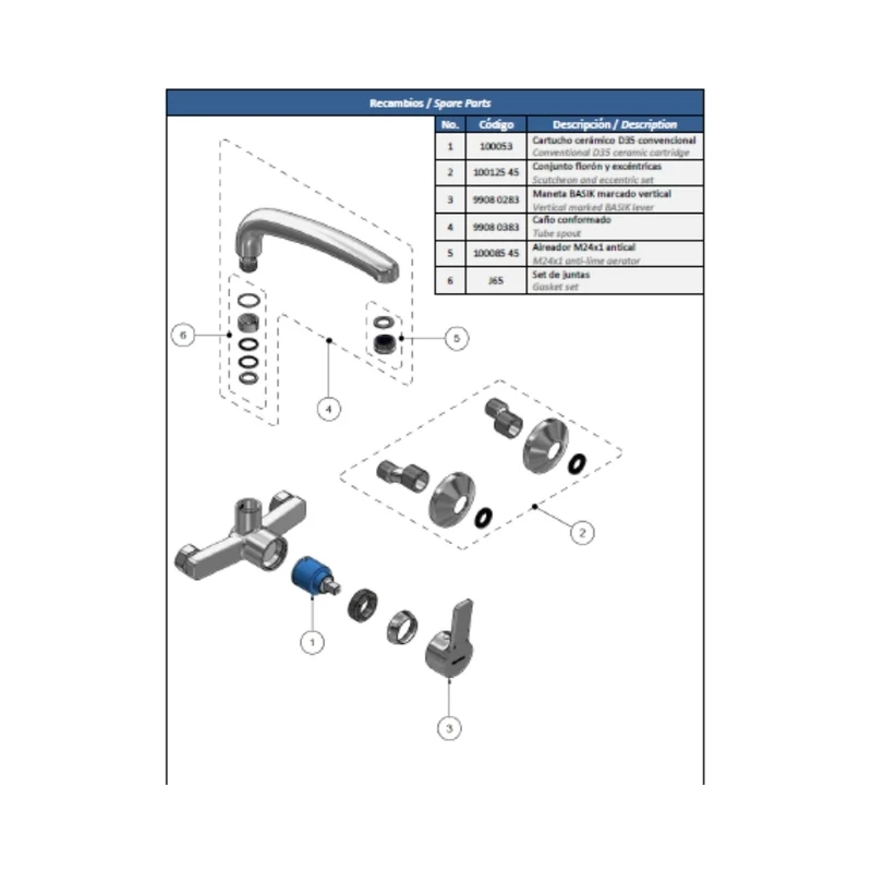 MONOCOMANDO P/ COCINA EXT. PARED 15CM BASIK