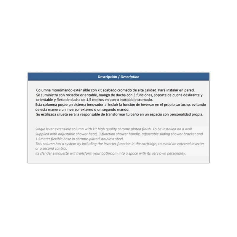 COLUMNA EXT. MONOCOMANDO EXTENSIBLE CON KIT