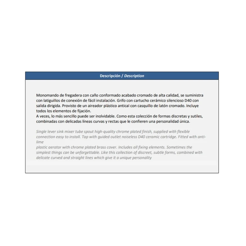 MONOCOMANDO P/ COCINA PICO ALTO MESADA (APER. SUP.) K8