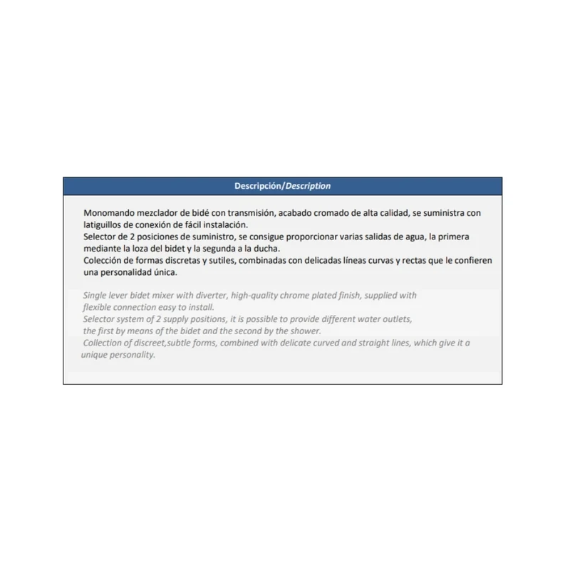 MONOCOMANDO P/ BIDE C/ TRANSMISION K8
