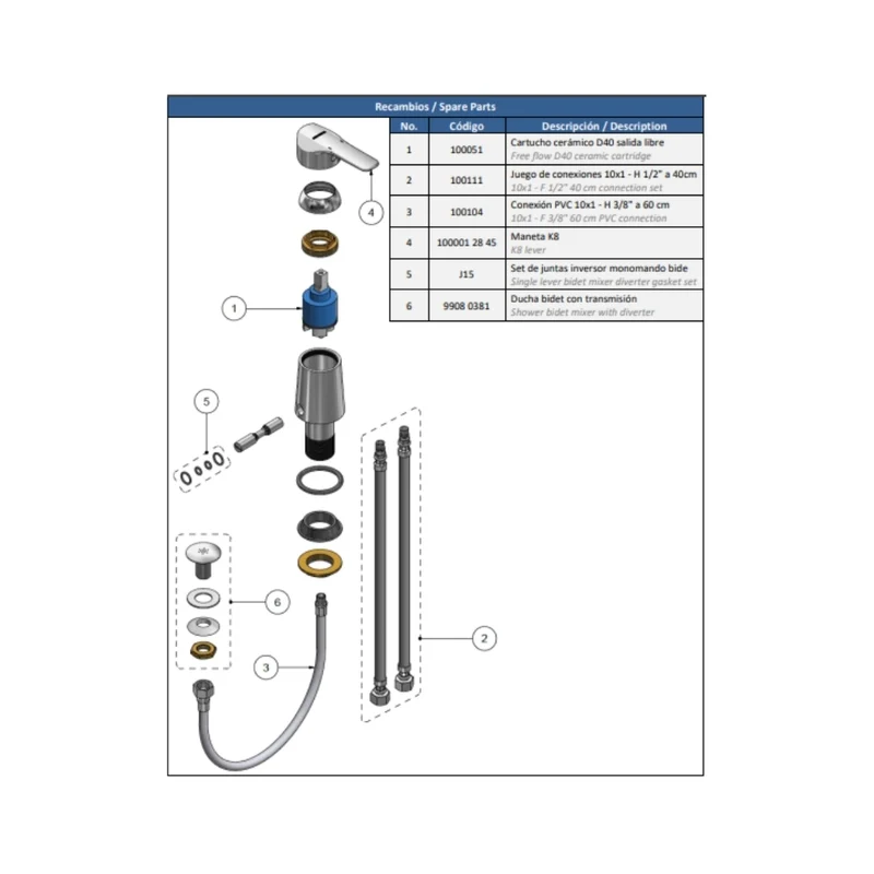 MONOCOMANDO P/ BIDE C/ TRANSMISION K8