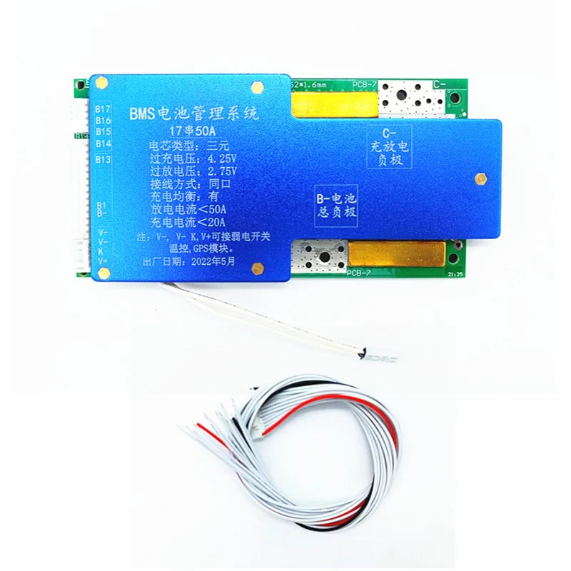BMS 17S 72V 50A con balanceo de carga