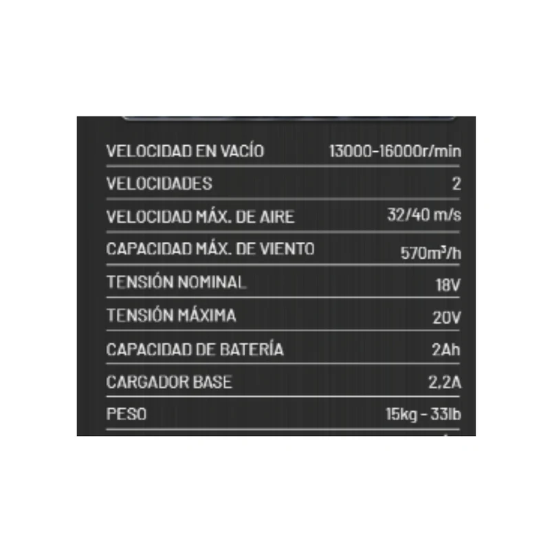 SOPLADOR 20V 2 VELOC. MAQ. SOLA