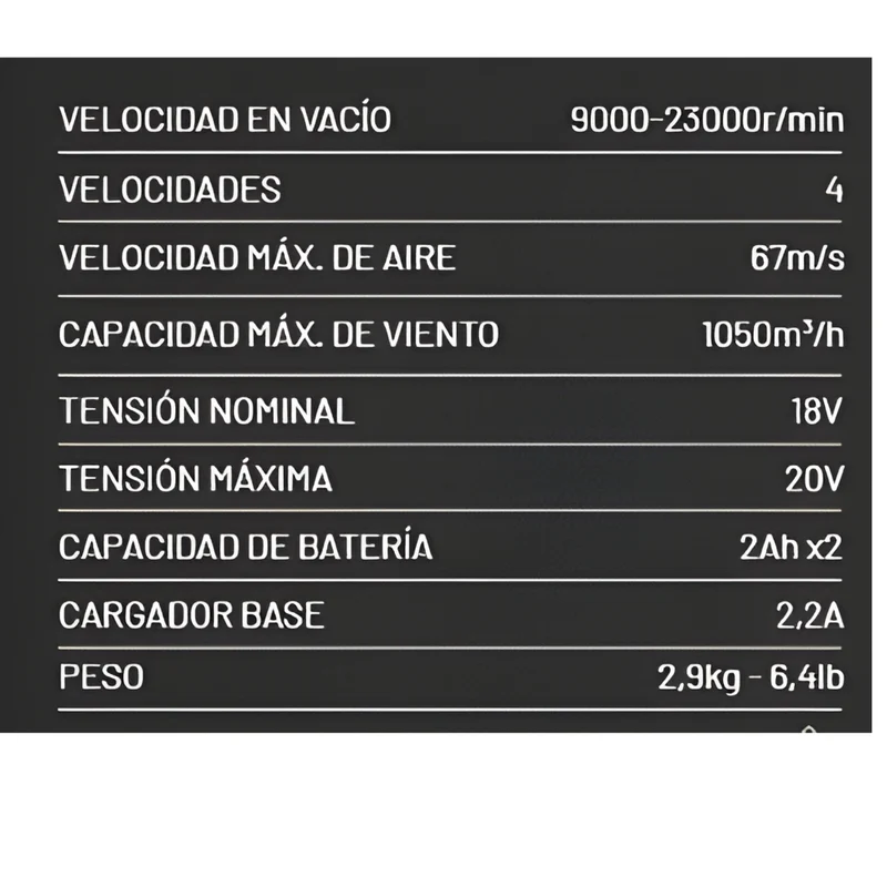 SOPLADOR 40V 2 VELOC. MAQ. SOLA