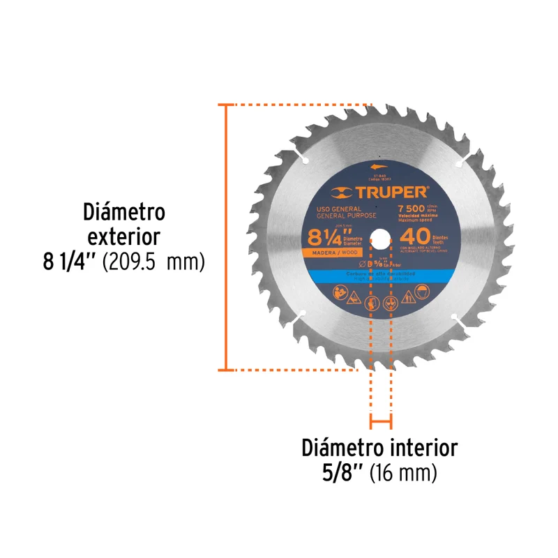 HOJA SIERRA P/CIRCULAR 8 1/4 40DPP - 16M