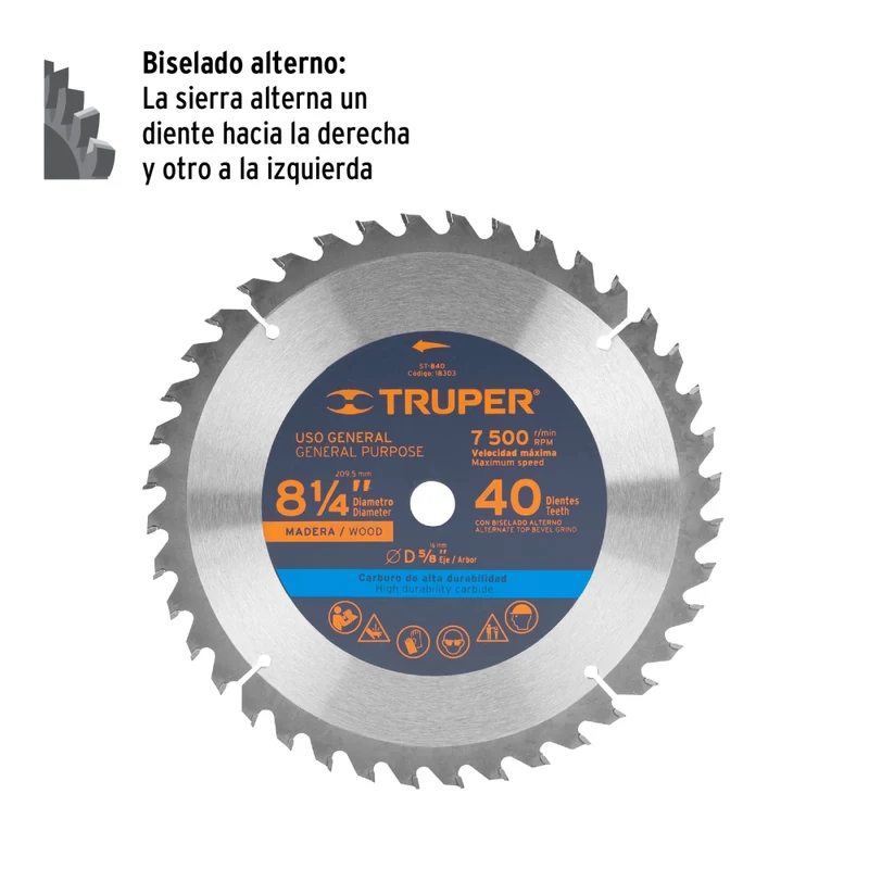 HOJA SIERRA P/CIRCULAR 8 1/4 40DPP - 16M