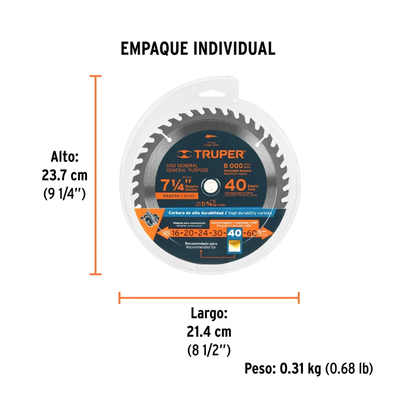 HOJA SIERRA P/CIRCULAR 7 1/4 40DPP - 16M