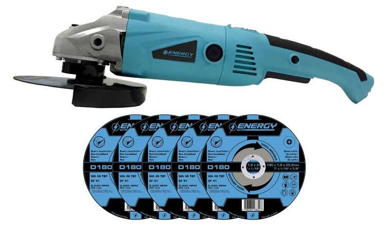 AMOLADORA ANGULAR ENERGY DE 7" 1200W + 5 DISCOS