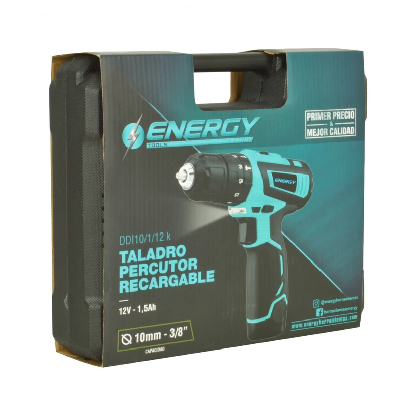 TALADRO PERCUTOR RECARGABLE ENERGY INALAMBRICO 10MM 12V BATERIA LI-ION