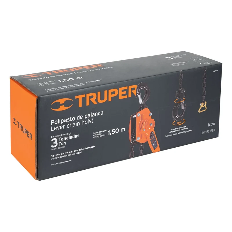 APAREJO TRUPER DE 3 TONELADAS, GANCHOS CON GIRO DE 360°