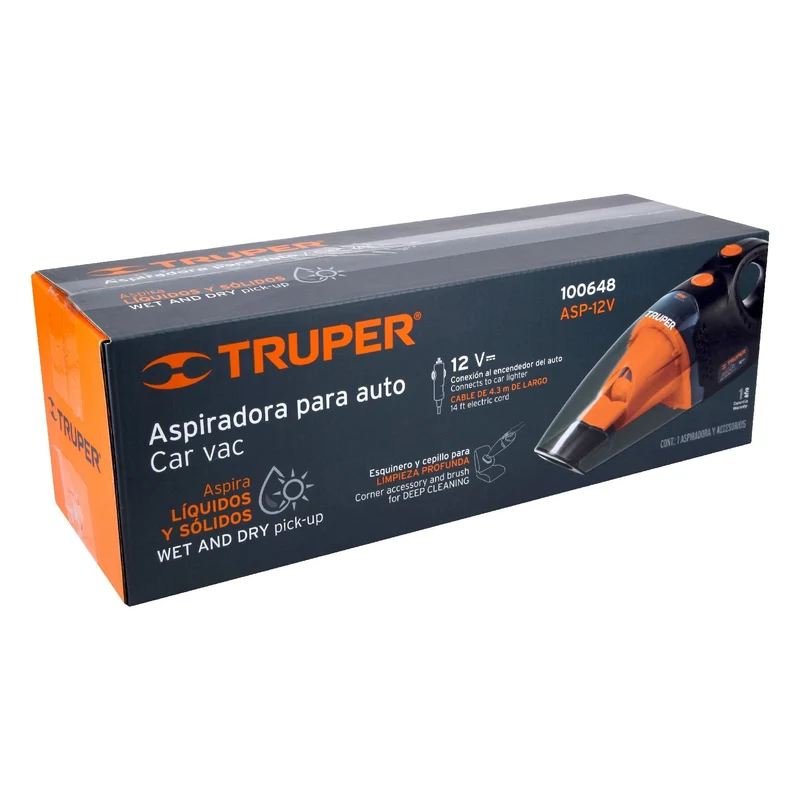 ASPIRADORA PARA AUTO TRUPER DE 12V, FILTROS LAVABLES