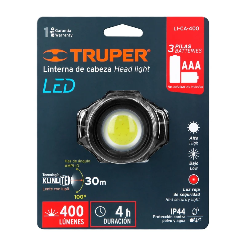LINTERNA DE MINERO 1 LED TRUPER 400 LM 3 PILAS AAA