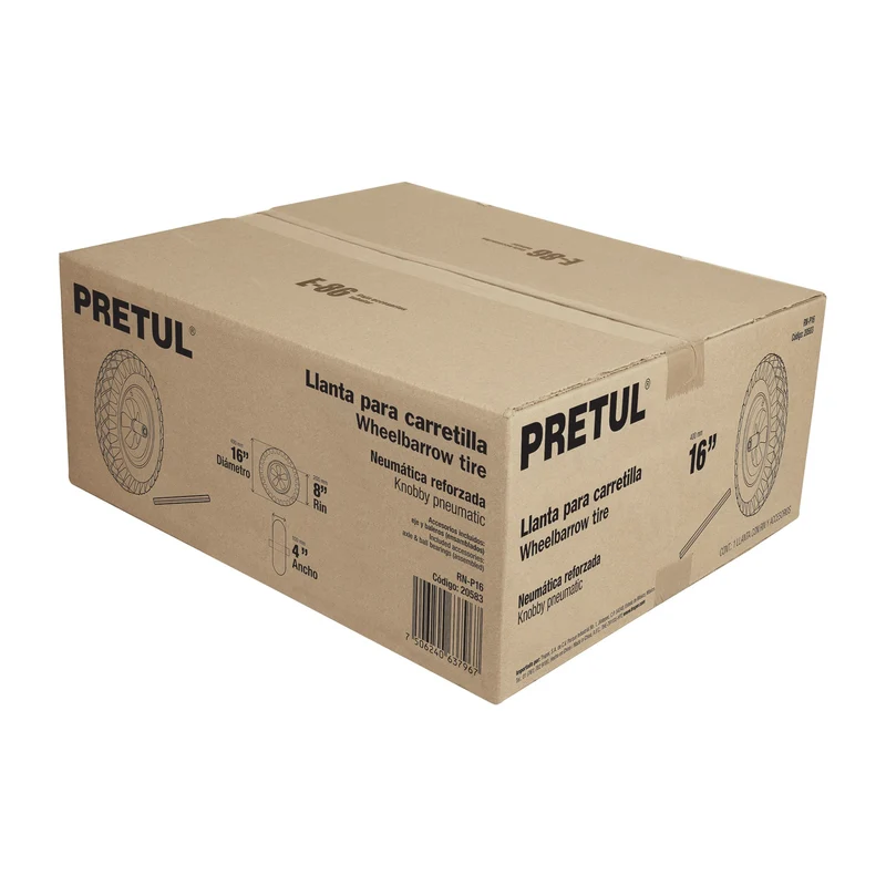 LLANTA COMPLETA NEUMÁTICA PRETUL 16", EJE Y BALEROS