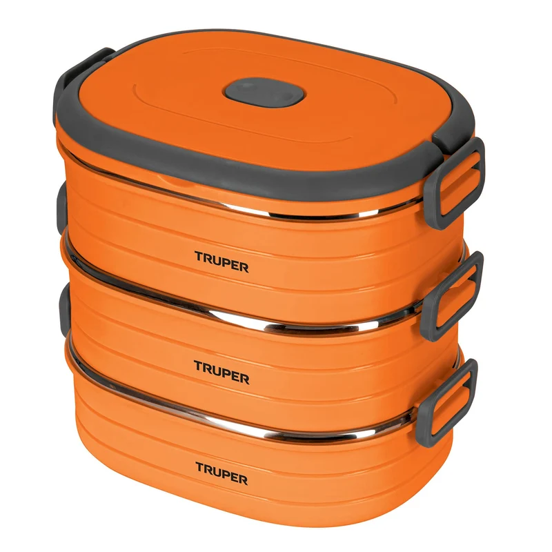 LONCHERA TÉRMICA CON 3 CONTENEDORES DE ACERO INOXIDABLE, TRUPER
