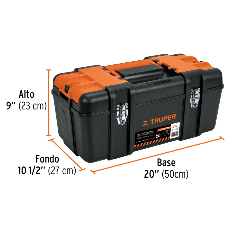 CAJA PARA HERRAMIENTA TRUPER DE 20", CON COMPARTIMENTOS