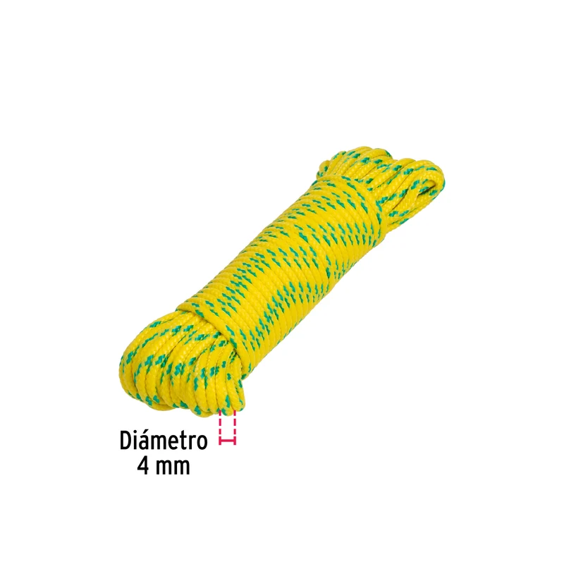 CUERDA DE POLIPROPILENO TRENZADA TRUPER, MULTICOLOR, 4MM X 15M
