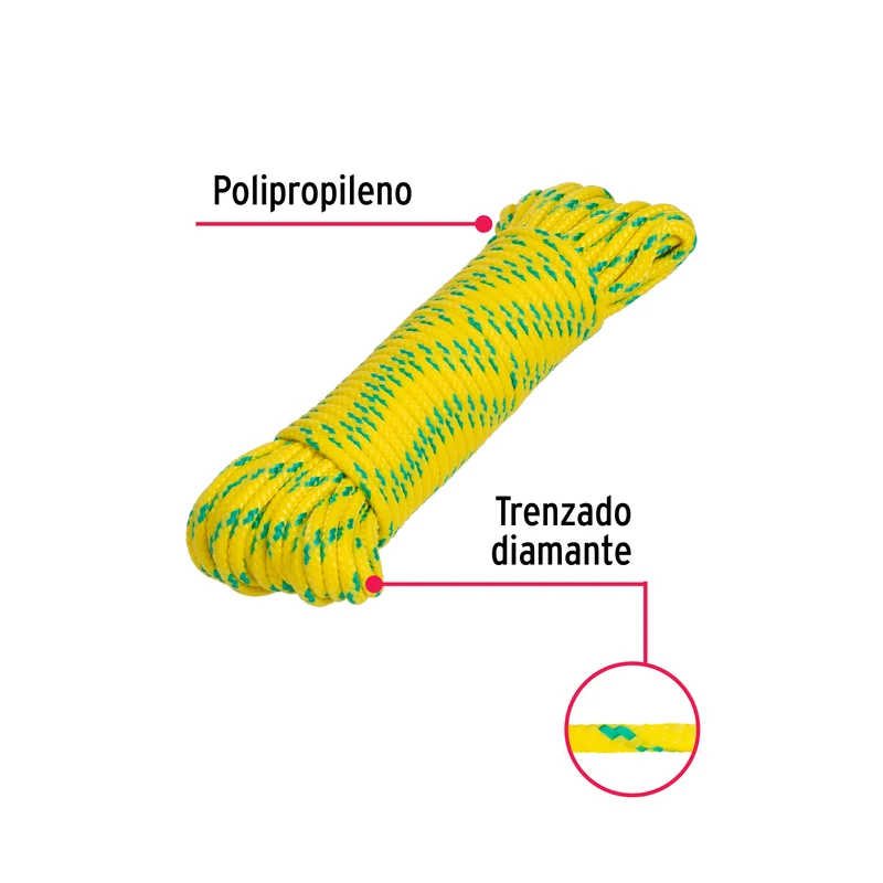 CUERDA DE POLIPROPILENO TRENZADA TRUPER, MULTICOLOR, 4MM X 15M