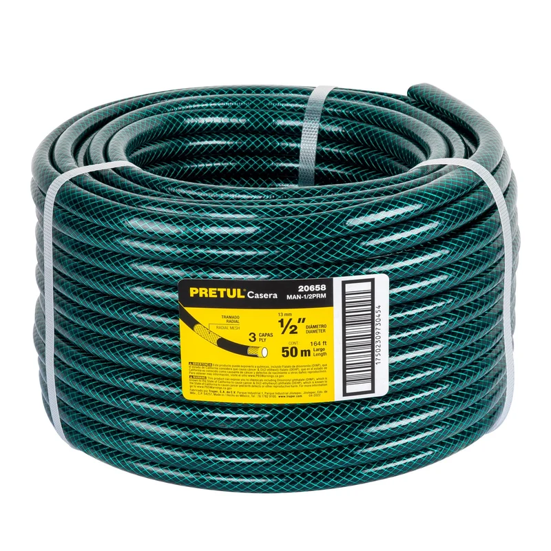 MANGUERA PRETUL DE 50 METROS, 1/2" 3 CAPAS