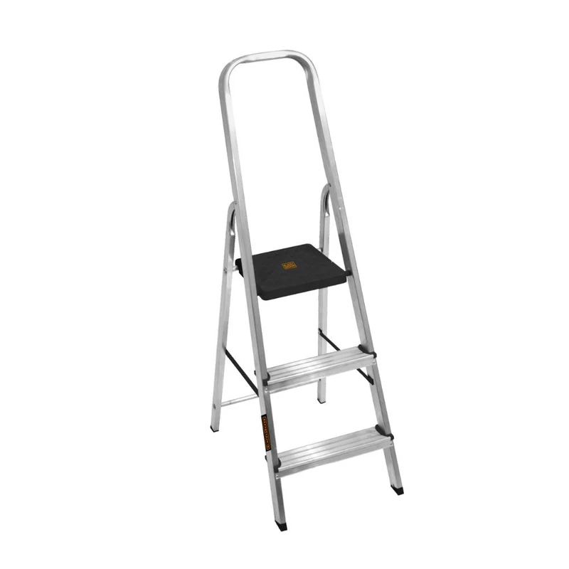 ESCALERA REFORZADA DE ALUMINIO BLACK&DECKER, 3 ESCALONES, 150 KG
