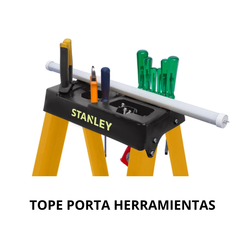 ESCALERA STANLEY DE FIBRA DE VIDRIO, TIPO TIJERA, 3 ESCALONES