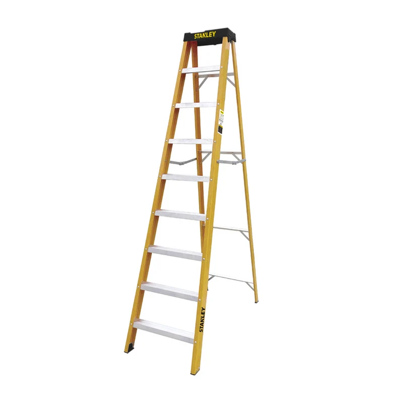 ESCALERA STANLEY DE FIBRA DE VIDRIO, TIPO TIJERA, 8 ESCALONES