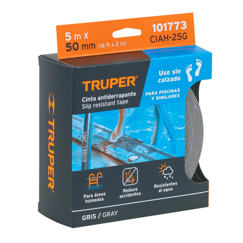 CINTA ANTIDERRAP. GRIS. 50MM 5MTS