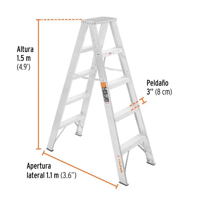 ESCALERA DE TIJERA DOBLE, TIPO LL, 4 ESCALONES, TRUPER