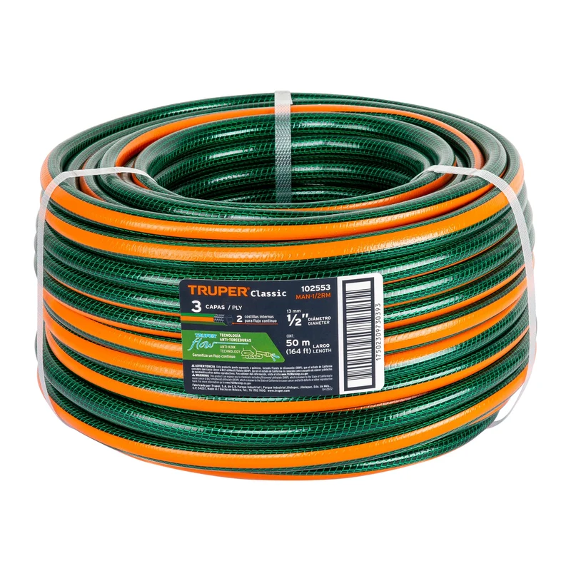 MANGUERA 1/2" 3 CAPAS EN ROLLO DE 50 M, TRUPER