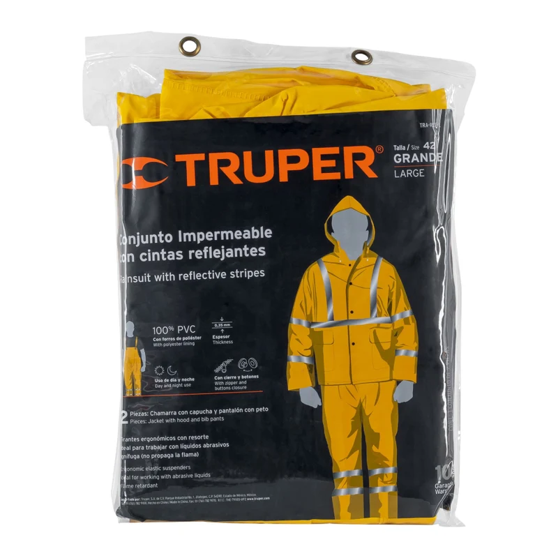 CONJ. IMPERMEABLE DOBLE CAPA, AMARILLO, TAM G