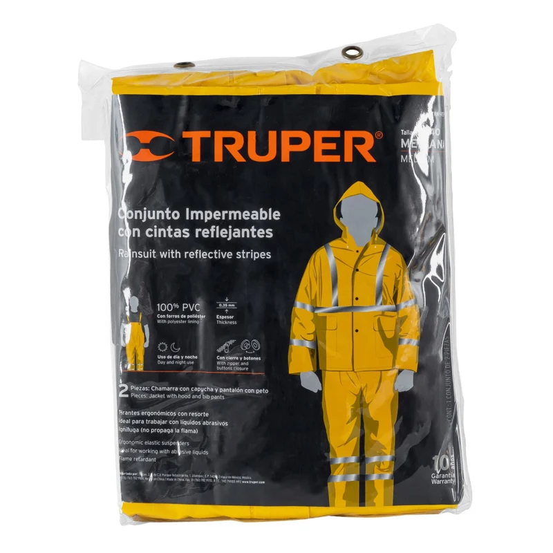 CONJ. IMPERMEABLE DOBLE CAPA, AMARILLO, TAM M