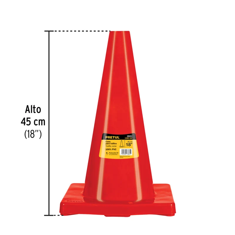 CONO DE PRECAUCION PVC 45CM, PRETUL