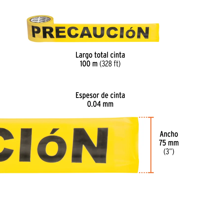 CINTA "PRECAUCION" ROLLO 100M TRUPER