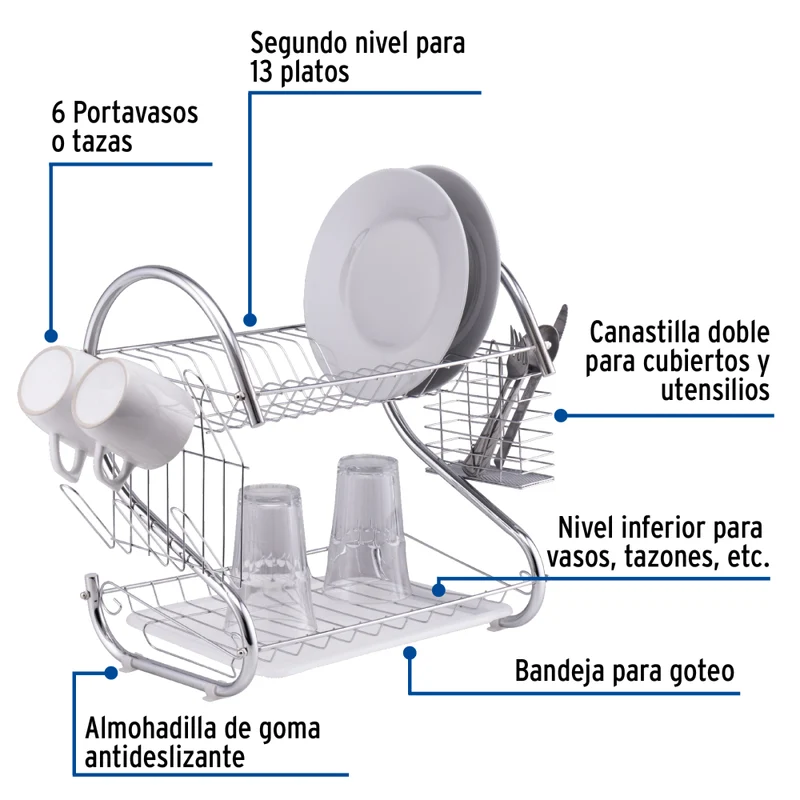 ESCURRIDOR DE ACERO CON 2 NIVELES