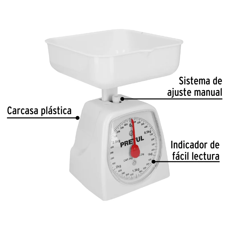 BASCULA MECANICA 3 KG P/COCINA, PRETUL