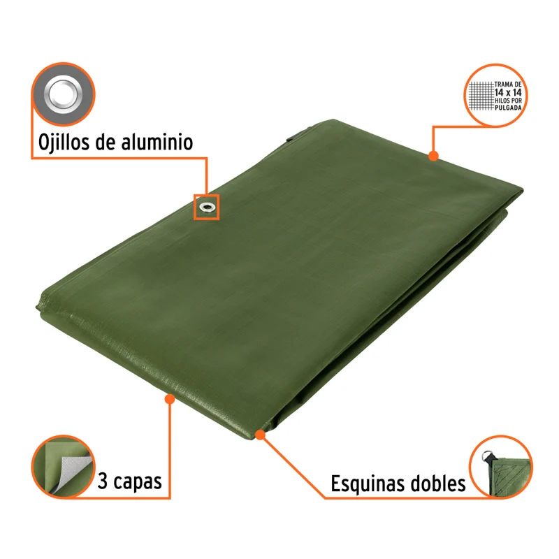 LONA VERDE OLIVO 3X4 MTS USO RUDO TRUPER