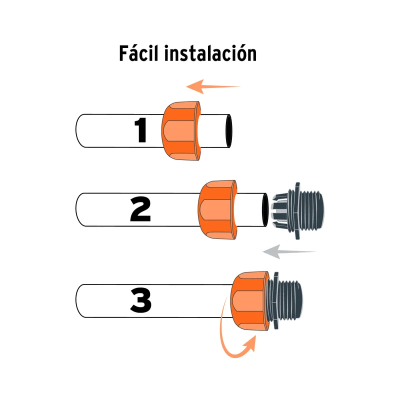 CONECTOR MACHO 1/2" DE ABS C/TUERCA DE AJUSTE MANUAL