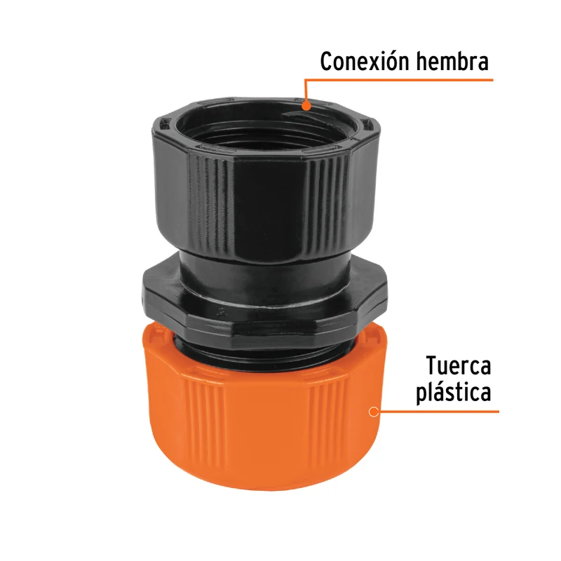 CONECTOR HEMBRA 1/2" DE ABS C/TUERCA DE AJUSTE MANUAL