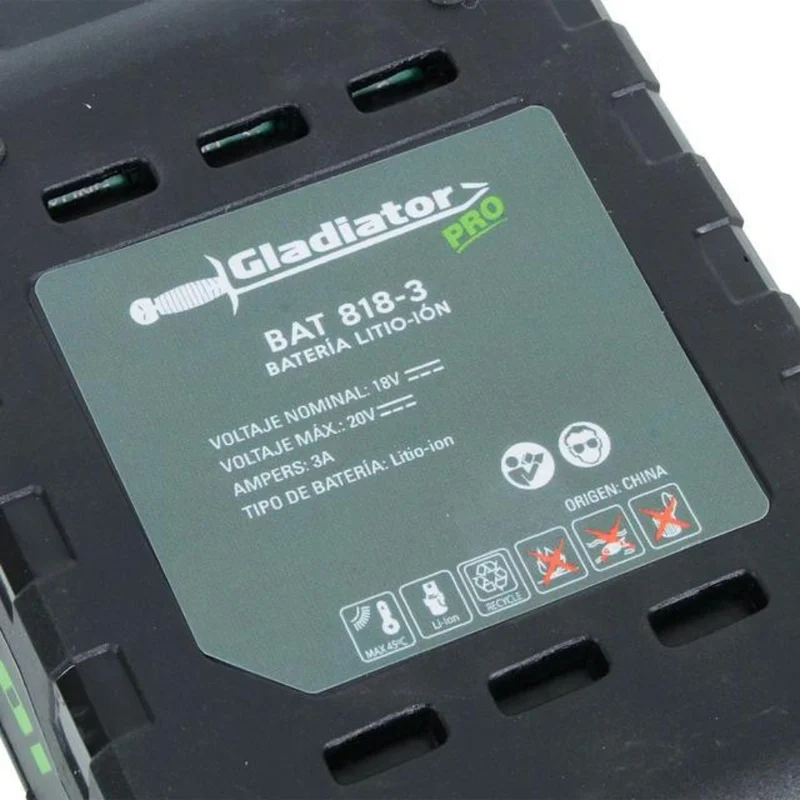 BATERÍA RECARGABLE GLADIATOR 18V 3A, LITIO