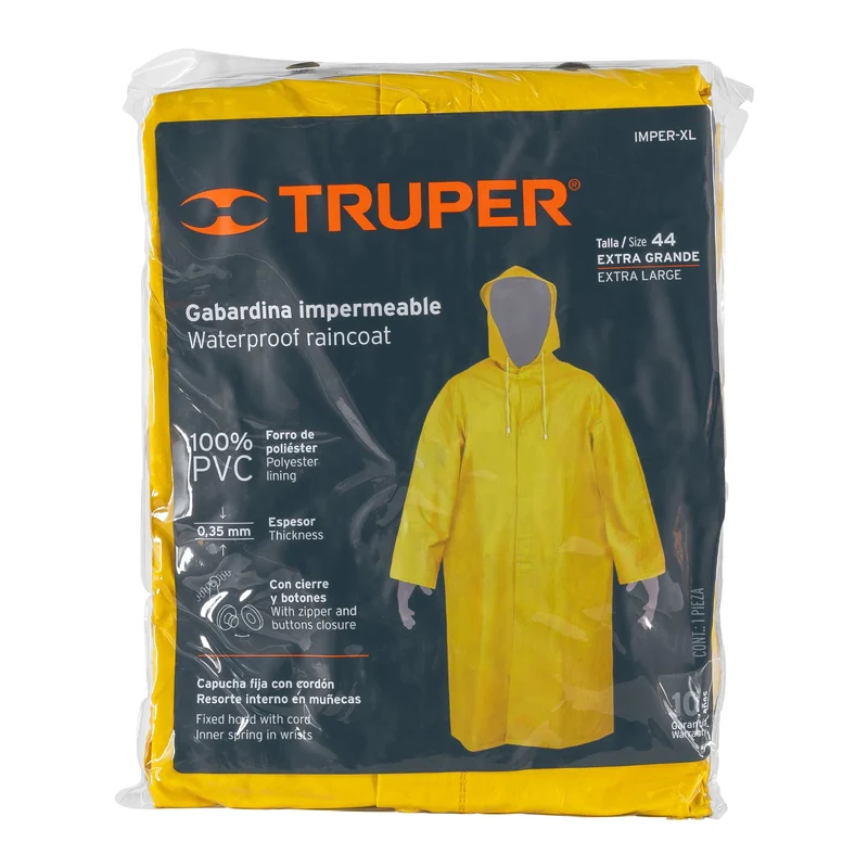 GABARDINA IMPERMEABLE DOBLE CAPA TRUPER, TALLA EXTRA GRANDE