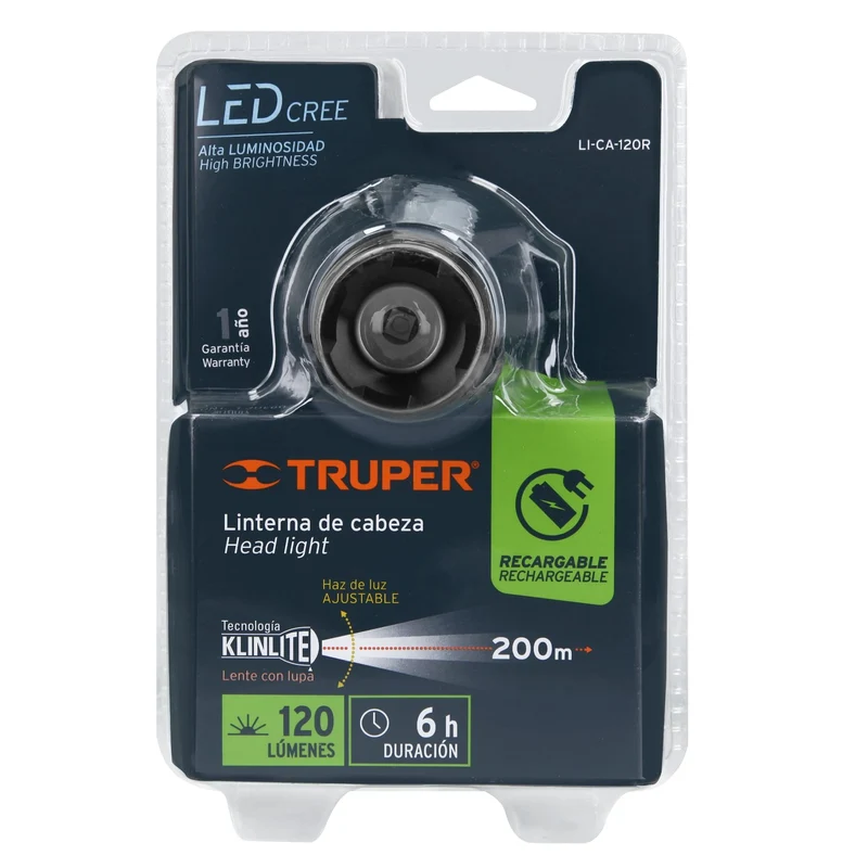 LINTERNA DE MINERO 1 LED TRUPER 340 LM RECARGABLE LED DE ALTA INTENSIDAD