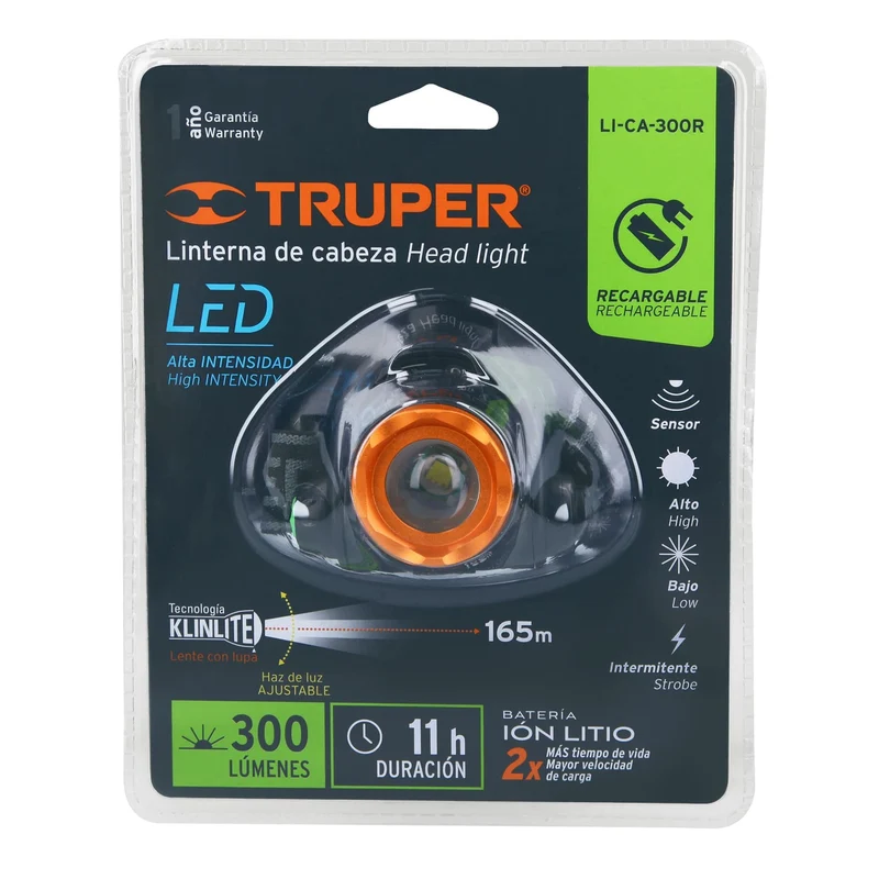LINTERNA DE MINERO 1 LED TRUPER 300 LM RECARGABLE