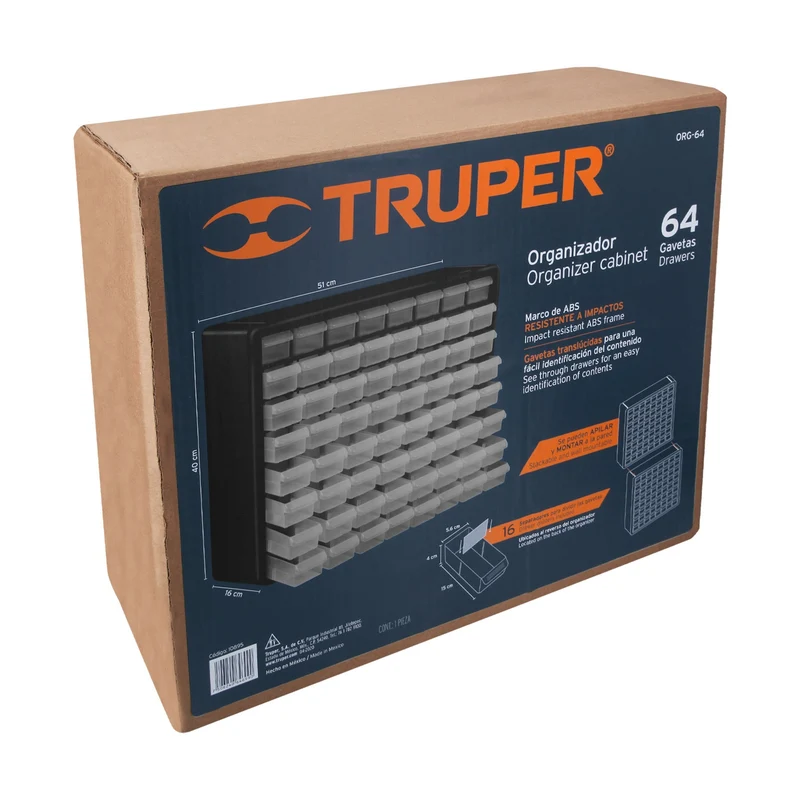 ORGANIZADOR TRUPER CON 64 GAVETAS
