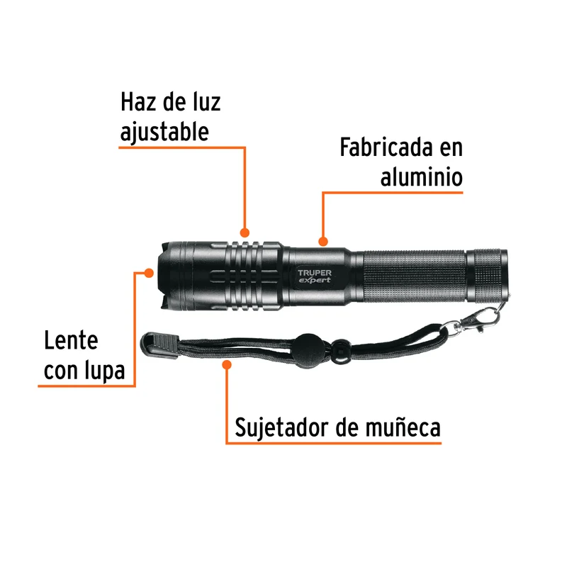 LINTERNA LED RECARGABLE DE ALUMINIO TRUPER 500 LM
