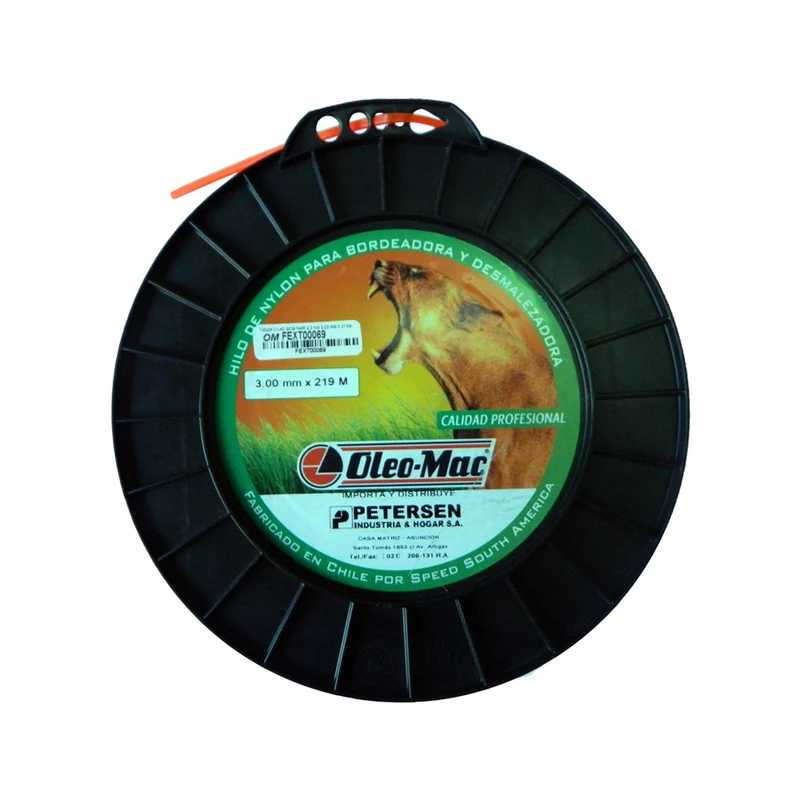 HILO DE NYLON CUADRADO OLEO MAC 3.00MM X 219M, ROLLO 2.2 KG