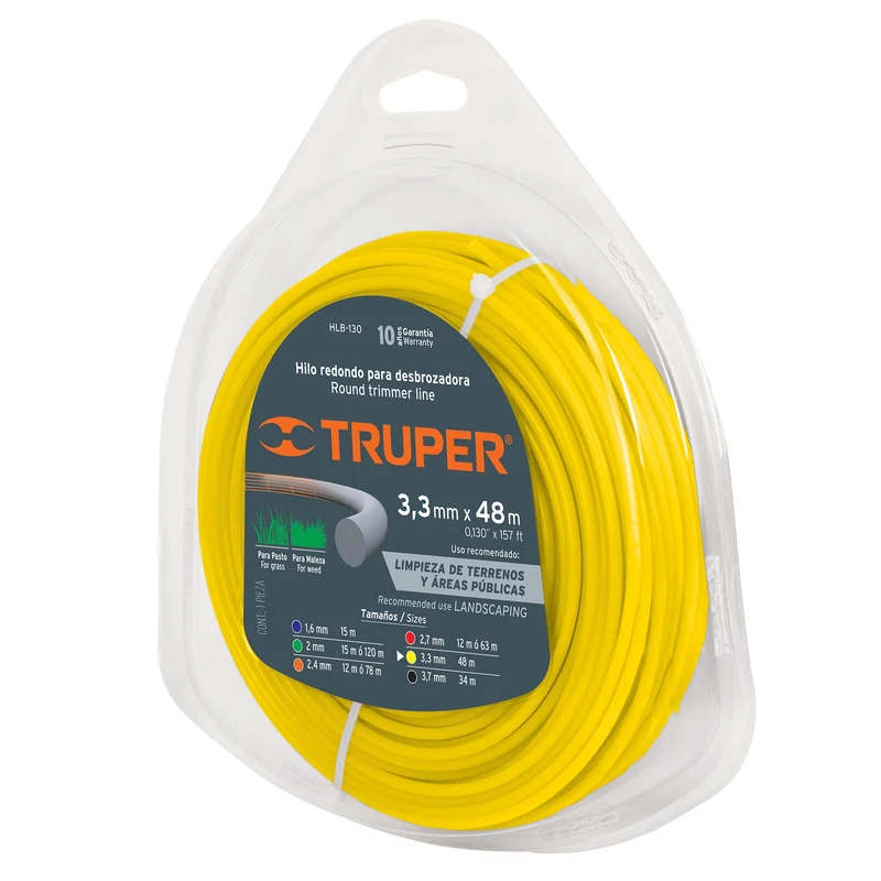 ROLLO DE HILO REDONDO TRUPER PARA DESBROZADORA, 3.3 MM X 48 M