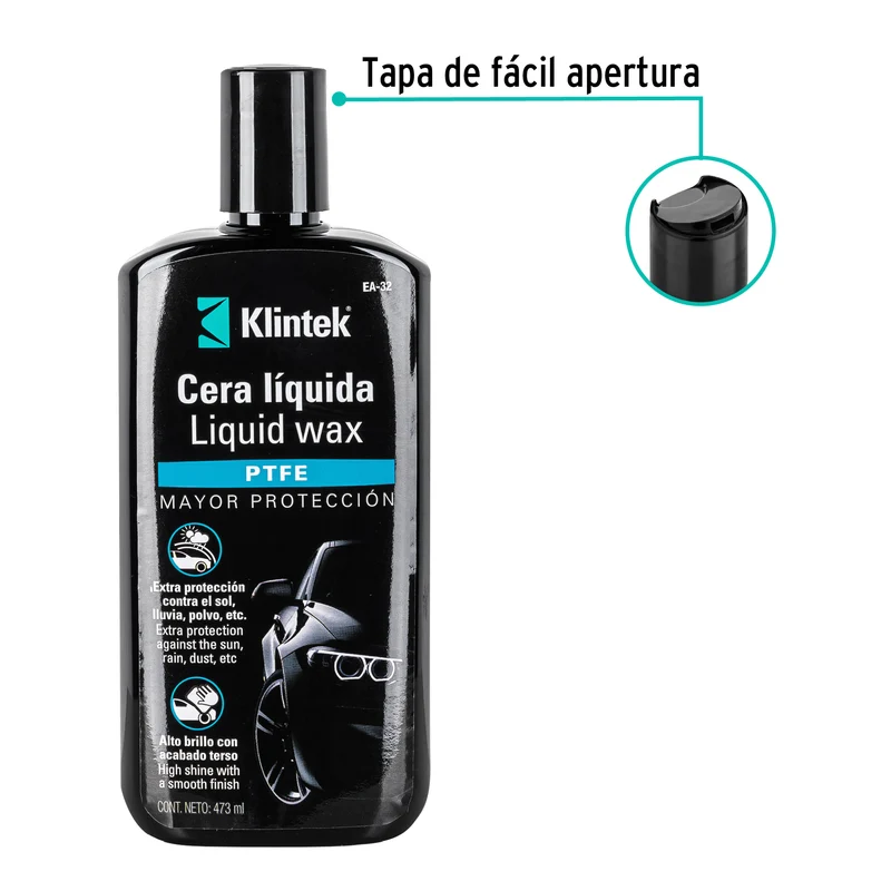CERA LÍQUIDA PTFE PARA AUTO KLINTEK, 473 ML
