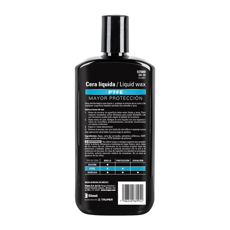 CERA LÍQUIDA PTFE PARA AUTO KLINTEK, 473 ML